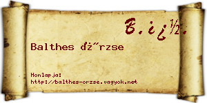 Balthes Örzse névjegykártya
